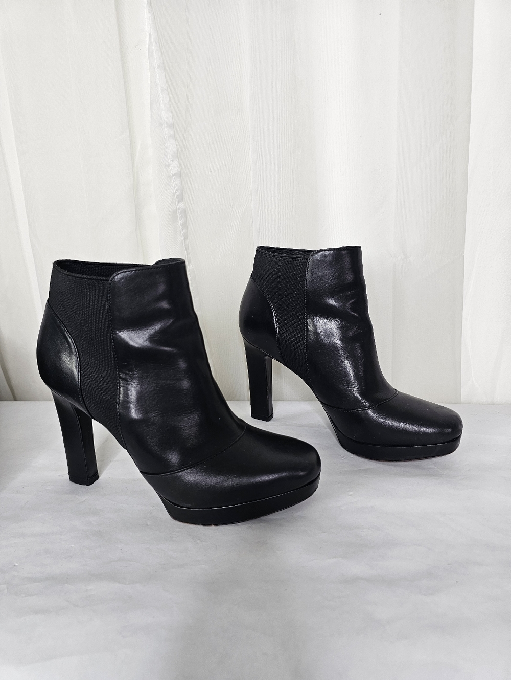 Via Spiga V-Tocarra Black Leather Platform High Heel Ankle Boots 6.5 Vampy
